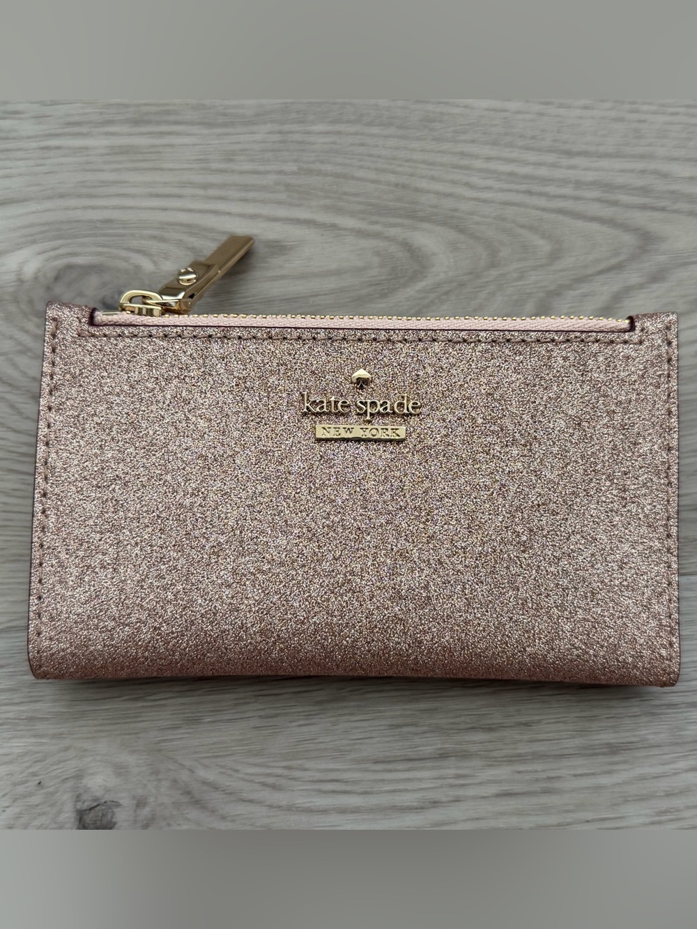 Kate Spade Glittery Rose Gold Small Wallet
